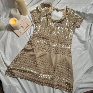 Glam Chic Sequin and Beaded 100% Silk Dress